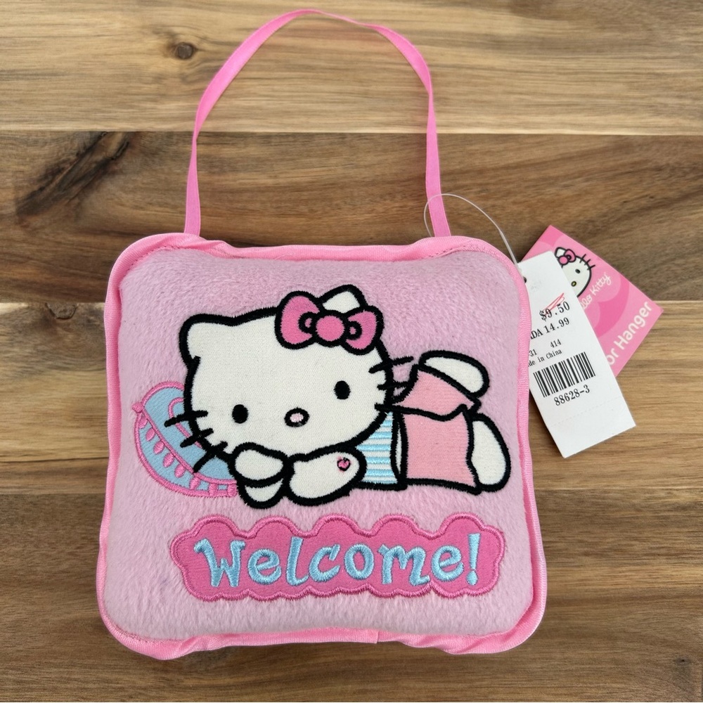 NWT Y2K Hello Kitty Plush Double Sided Door Hanger *READ STAINS*